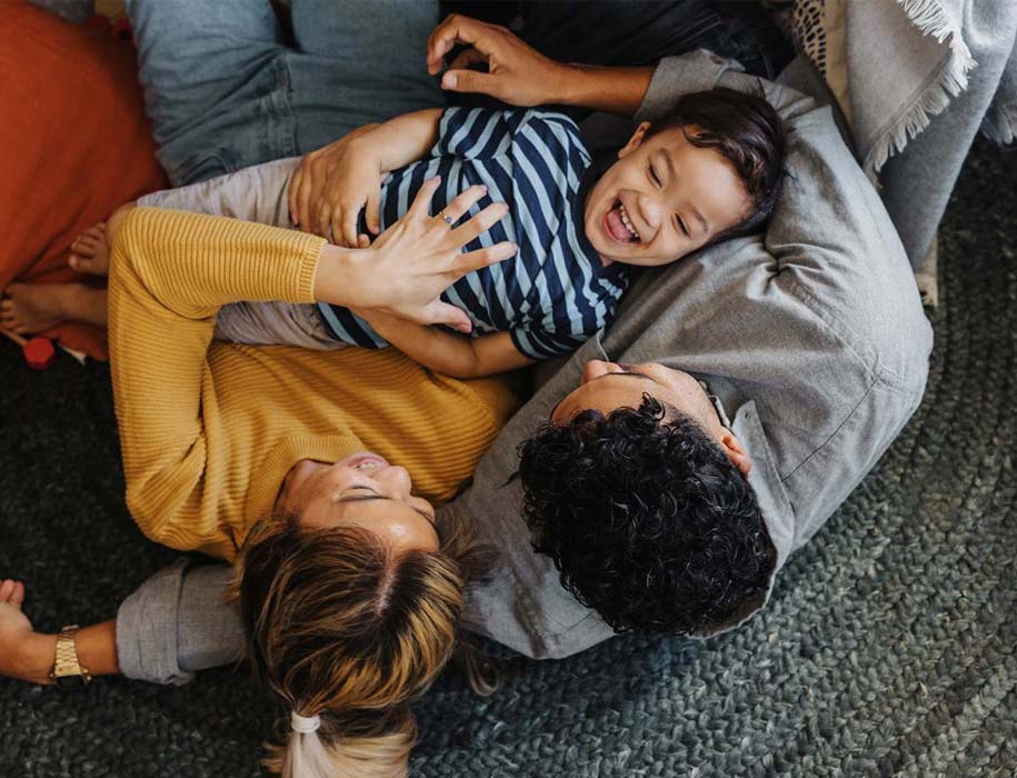 family on the couch