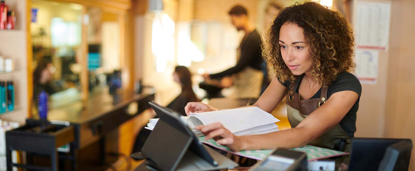 woman using register